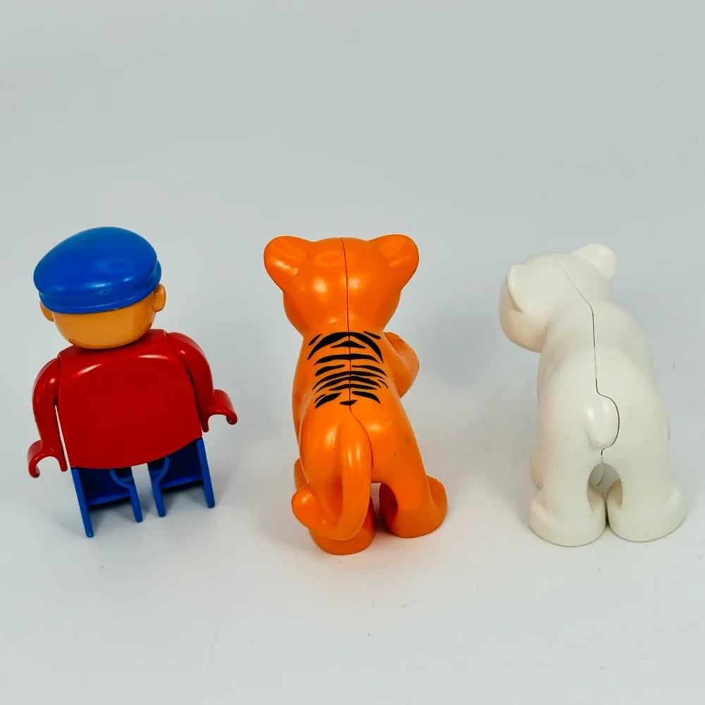 Lego Duplo Lot Of 3 Tiger Polar Bear Man Boy Figures